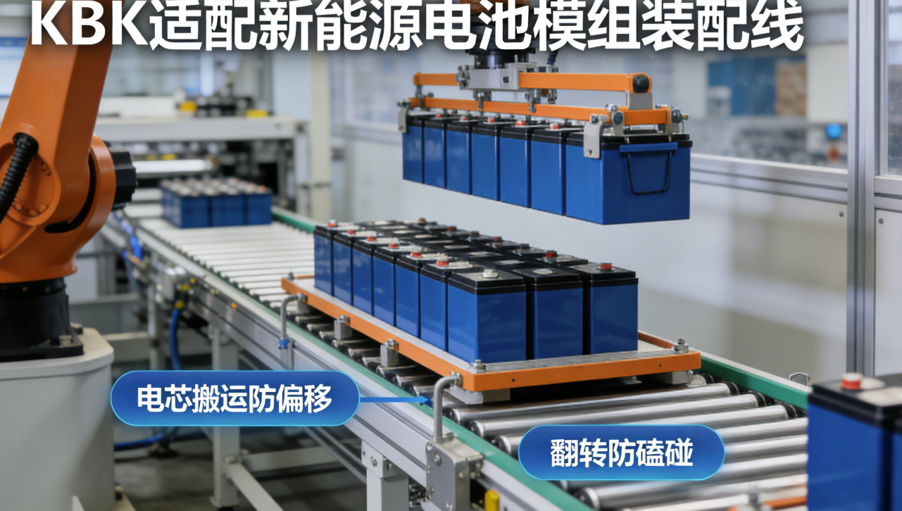 电池线KBK轨道布局 上海拓起起重为新能源电池模组线定制的KBK轨道布局示意图