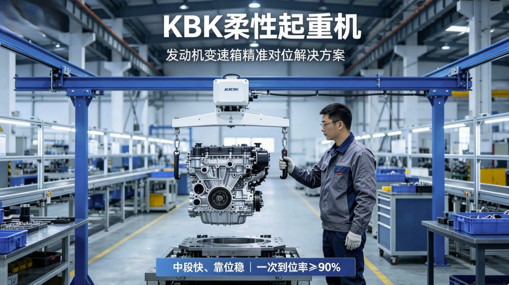 KBK起重机吊装发动机对位变速箱