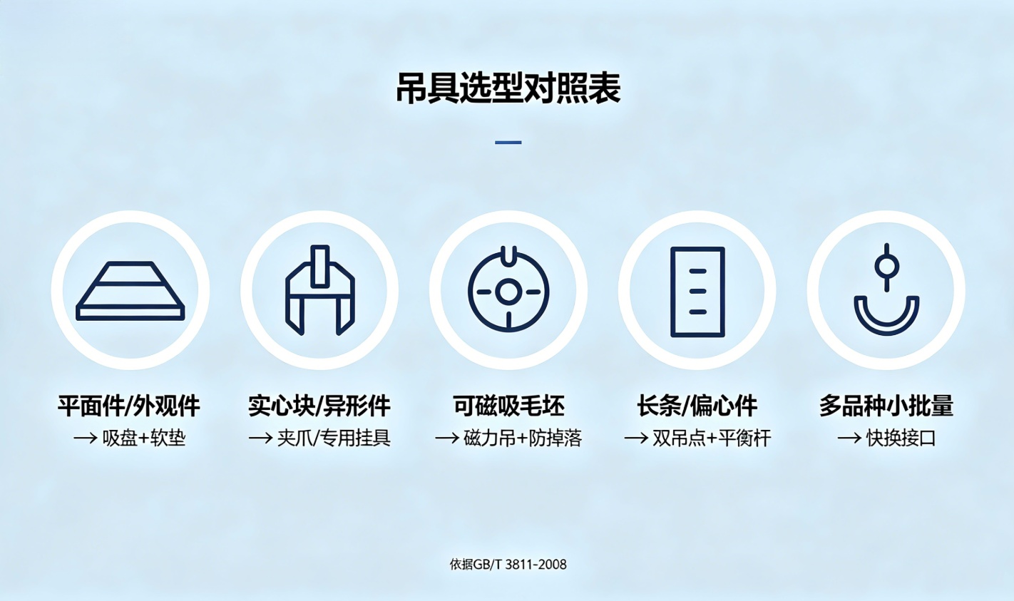 机加工工件吊具选型对照信息图
