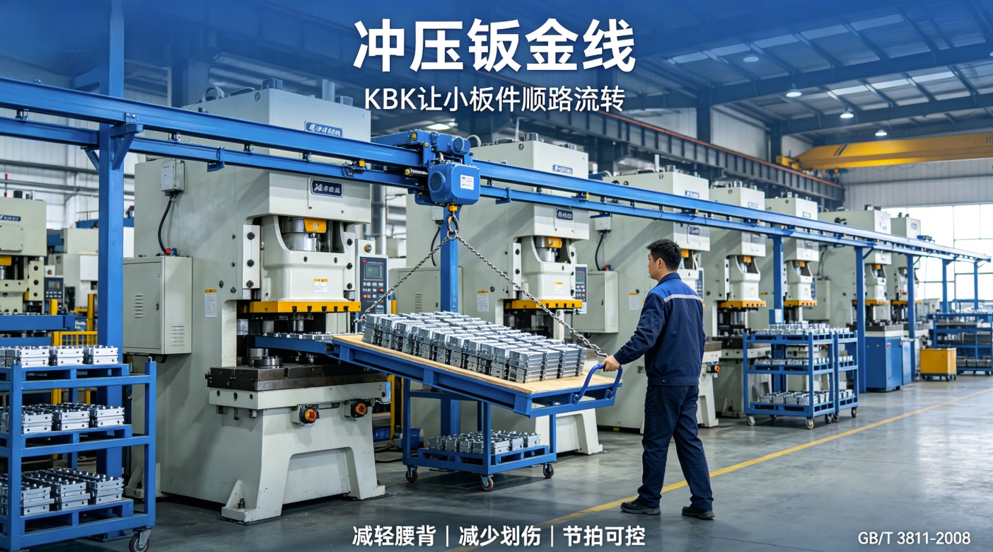 KBK空中转运冲压小板件平稳滑行封面图 KBK空中转运冲压小板件平稳滑行封面图