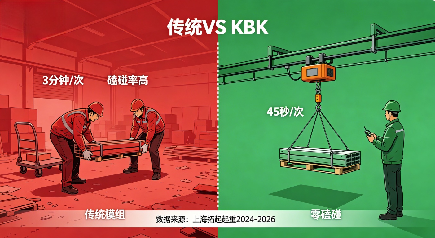 人工搬运与KBK系统效率对比