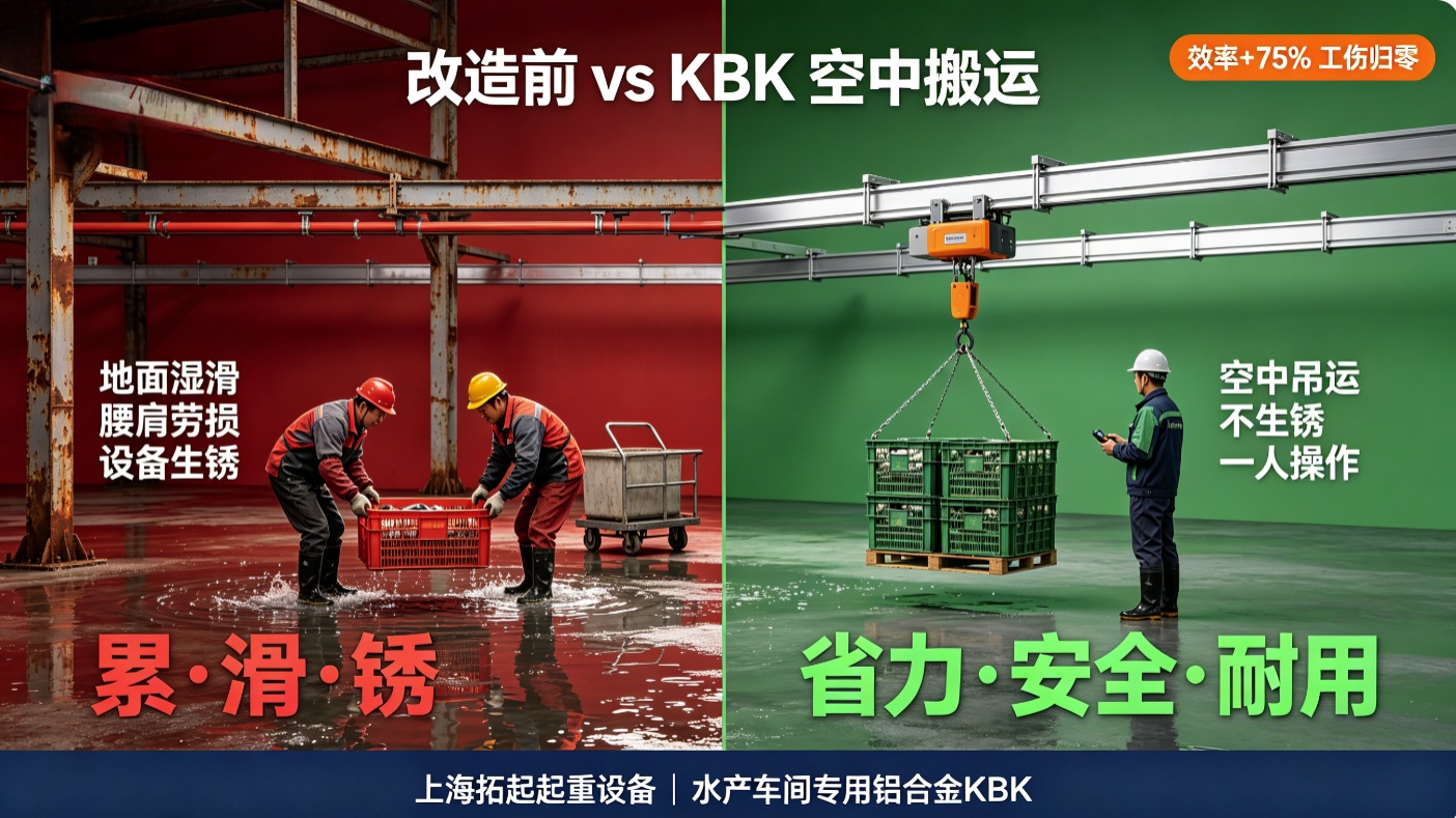水产车间KBK空中搬运对比 水产车间KBK空中搬运对比