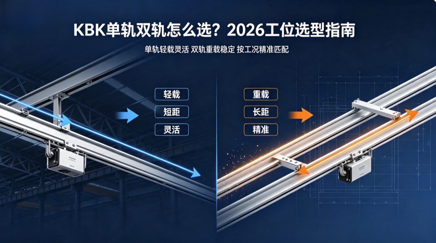 KBK单轨双轨选型对比与工位适配指南 KBK单轨双轨选型对比与工位适配指南