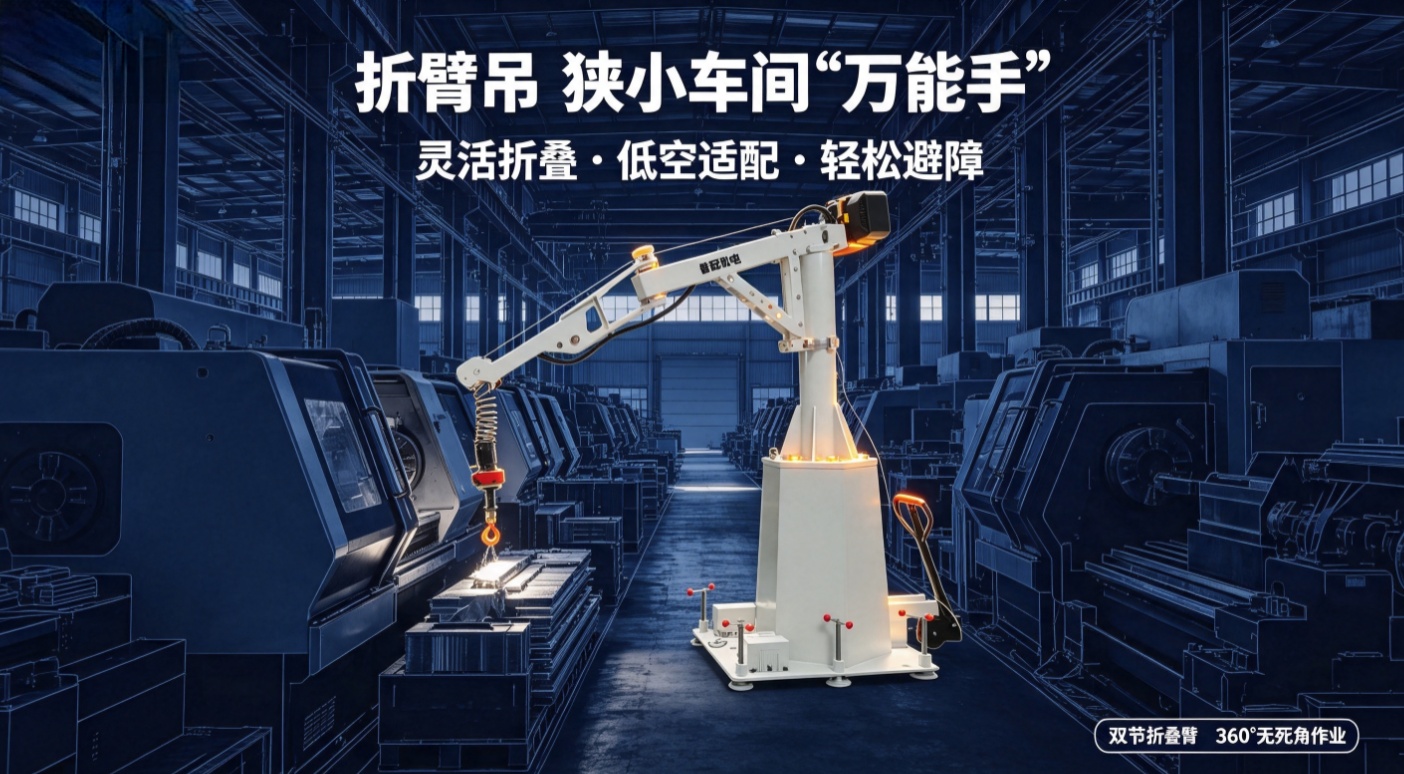 上海拓起起重折臂吊狭窄车间避障示意图