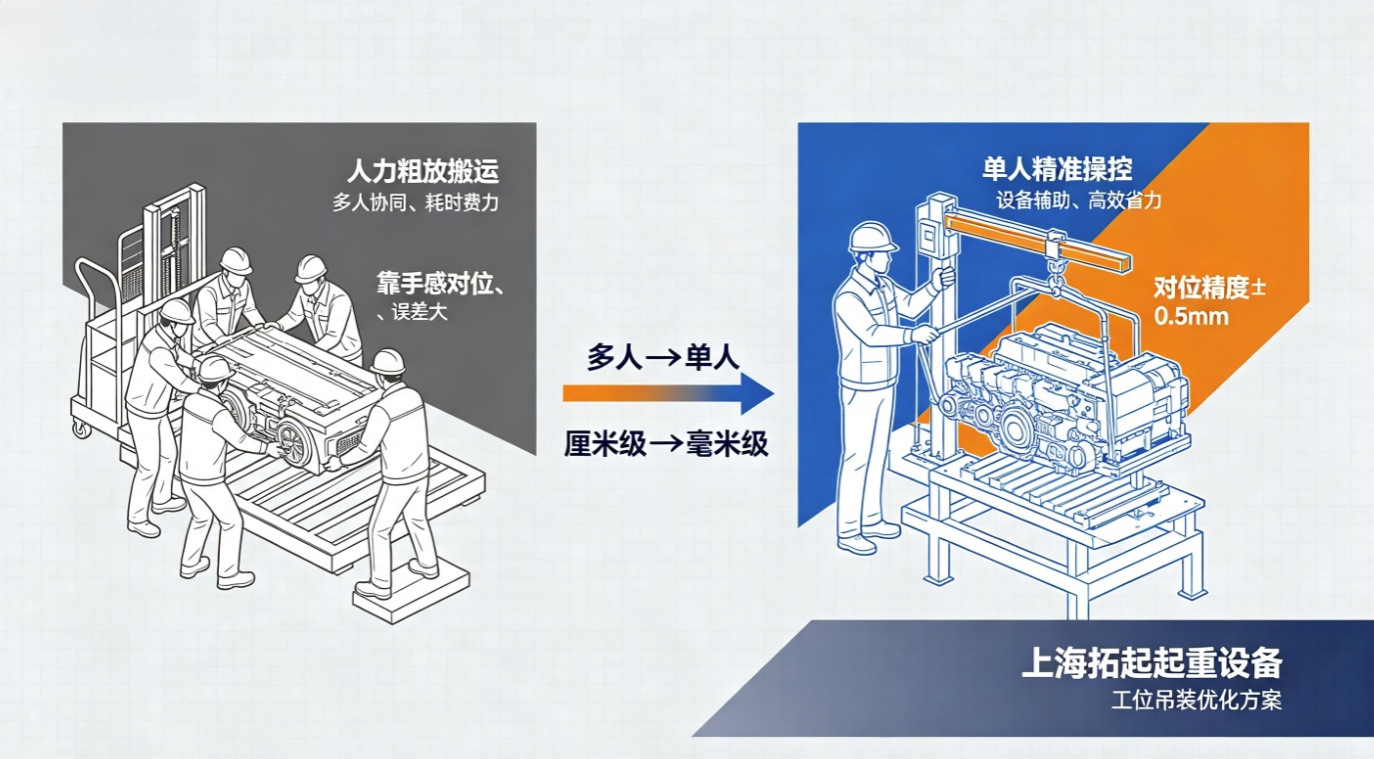 汽配车间吊装优化前后对比图