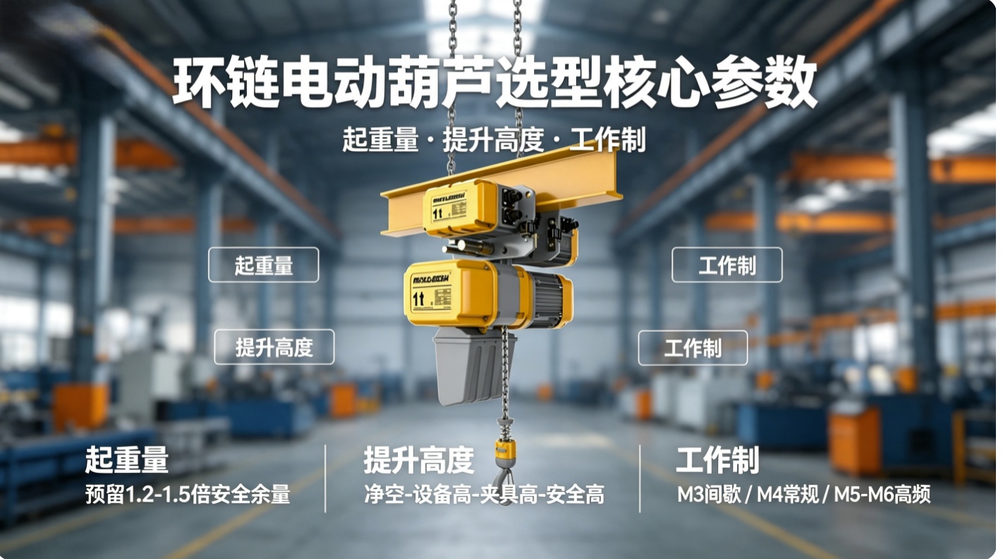 环链电动葫芦选型三大核心参数速览 环链电动葫芦选型三大核心参数速览